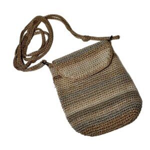 The Sak Crochet Crossbody Neutral Multicolor Bag Off White, Tan and Gray
